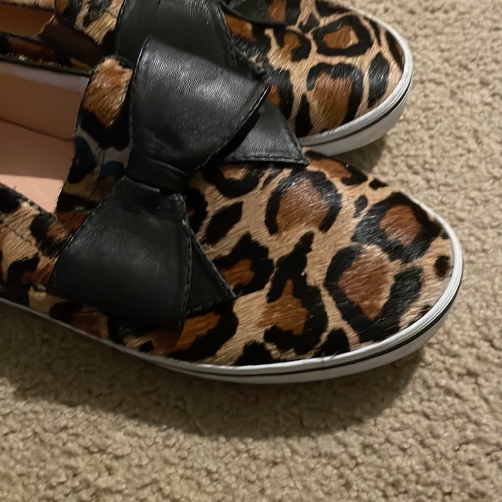 Kate Spade Leopard Print Slip-On Sneakers with Black Bow - Picture 3 of 7